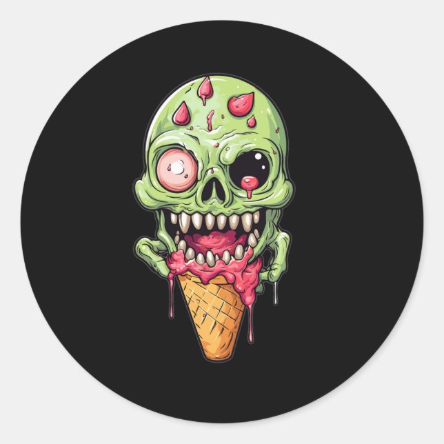 Sticker Rond crème glacée-cône-avec-collection-petit-monstre (2 (Devant)