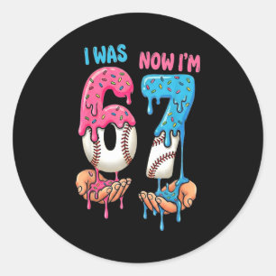 Sticker Rond Crème glacée de baseball j'avais 6 ans maintenant