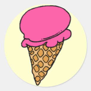 Sticker Rond Crème glacée fraise !