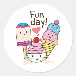 Sticker Rond Crème glacée mignonne