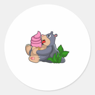 Sticker Rond Crème glacée Mole avec gaufre