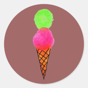 Sticker Rond Crème glacée pop art