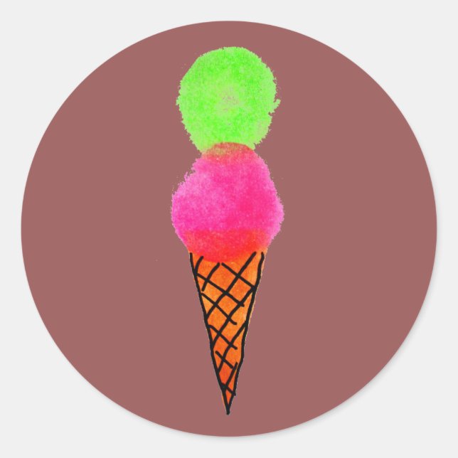 Sticker Rond Crème glacée pop art (Devant)