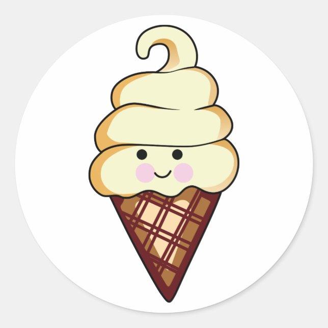 Sticker Rond Crème glacée souriante (Devant)