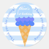 Crème glacée sucrée 1er anniversaire garçon bleu