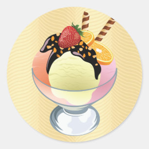 Sticker Rond Crème glacée Sundae