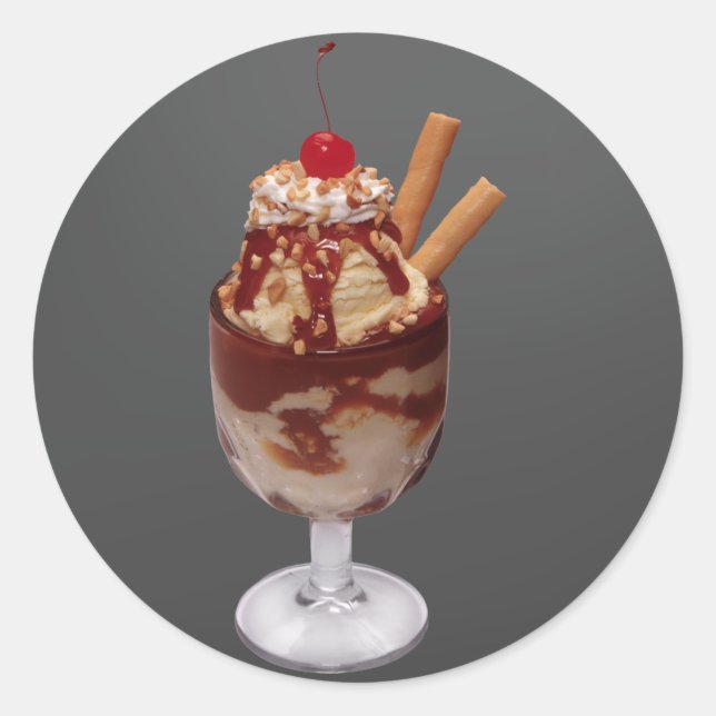 Sticker Rond Crème glacée Sundae (Devant)