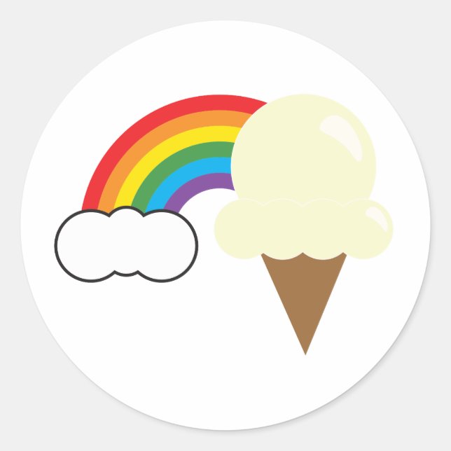 Sticker Rond Crème glacée Vanille et arc-en-ciel (Devant)