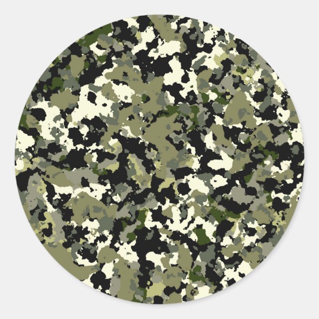 Sticker Rond Crème noire verte Camouflage Motif Favoriser (Devant)