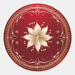 Sticker Rond Crème Poinsettia Splendeur Saisonnière