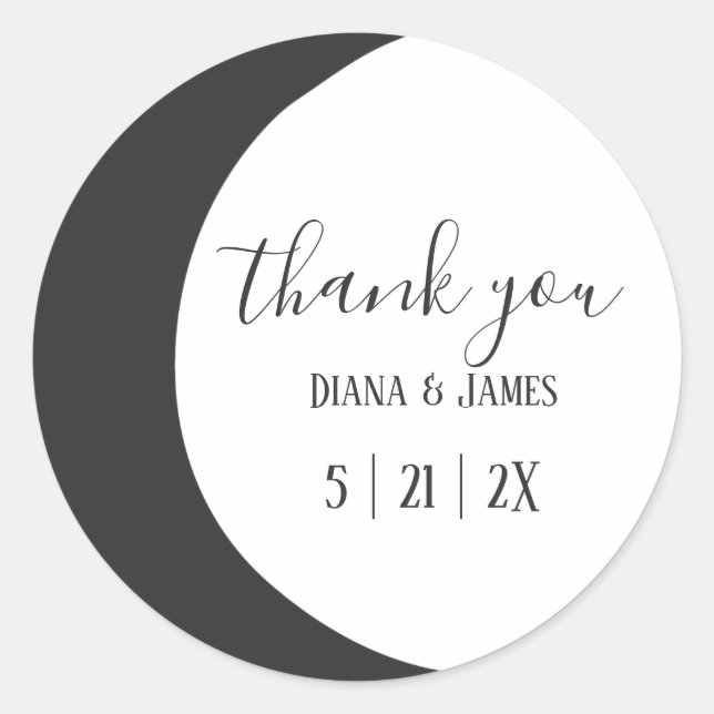 Sticker Rond Crescent Sombre Lune Wicca Handfasting Merci (Devant)