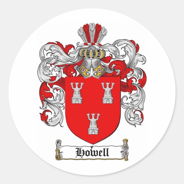 STICKER ROND CREST FAMILIAL HOWELL - MANTEAU D'ARMES HOWELL (Devant)