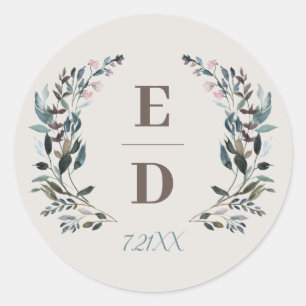 Sticker Rond Crest jardin Eggshell Date du monogramme Maria