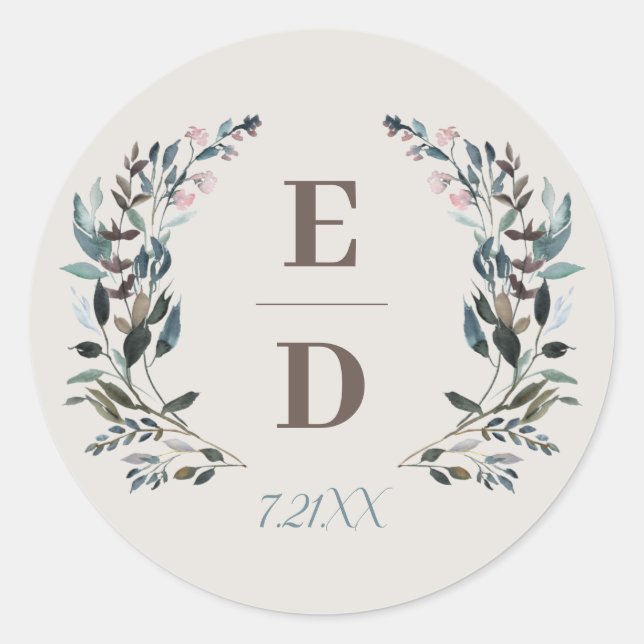 Sticker Rond Crest jardin | Eggshell | Date du monogramme Maria (Devant)