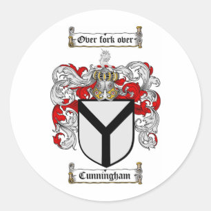 STICKER ROND CRÊTE DE FAMILLE DE CUNNINGHAM - MANTEAU D'ARMES D