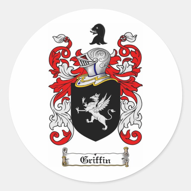 STICKER ROND CRÊTE DE FAMILLE GRIFFIN - GRIFFIN COAT D'ARMES (Devant)