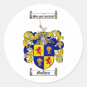 STICKER ROND CRÊTE DE FAMILLE GUTHRIE - MANTEAU D'ARMES GUTHRIE