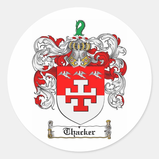 Sticker Rond Crête de famille Thacker - Armoiries de Thacker (Devant)