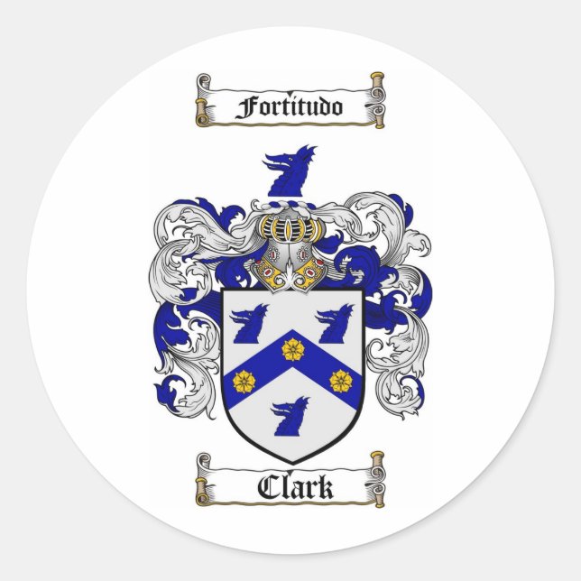 STICKER ROND CRÊTE FAMILIALE CLARK - MANTEAU D'ARMES CLARK (Devant)