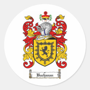 STICKER ROND CRÊTE FAMILIALE DE BUCHANAN - MANTEAU D'ARMES DE B