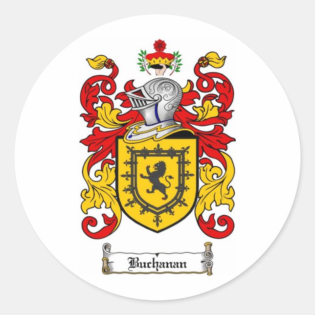 STICKER ROND CRÊTE FAMILIALE DE BUCHANAN - MANTEAU D'ARMES DE B (Devant)