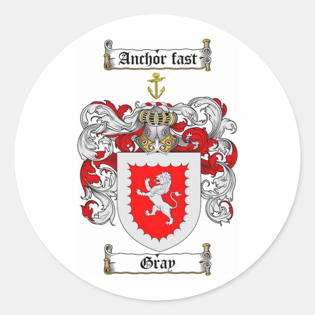 STICKER ROND CRÊTE FAMILIALE GRIS - MANTEAU D'ARMES GRIS (Devant)