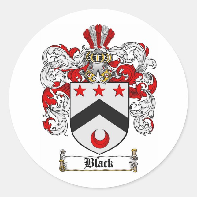 STICKER ROND CRÊTE FAMILIALE NOIRE - MANTEAU D'ARMES NOIR (Devant)
