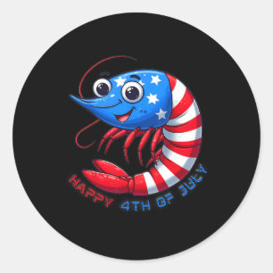 Sticker Rond Crevettes Heureuses Célèbrent le 4 Juillet Enfants