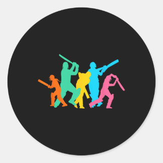 Sticker Rond Cricket Hommes Joueur de cricket Joueurs de cricke