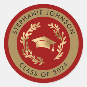Sticker Rond Crimson and Gold Class of 2024 Graduation