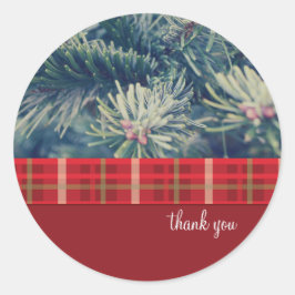 Sticker Rond Crimson et Mariage de Noël À feuillage persistant