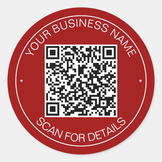 Sticker Rond Crimson Red QR Code Smart Contact (Devant)