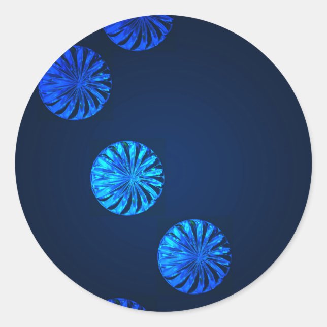 Sticker Rond Cristal bleu design irlandais (Devant)
