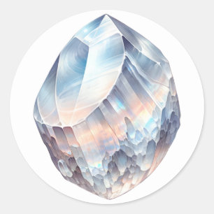 Sticker Rond Cristal de Moonstone Arc-en-ciel Guérison Métaphys