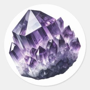 Sticker Rond Cristal Métaphysique Calmant Améthyste Violette