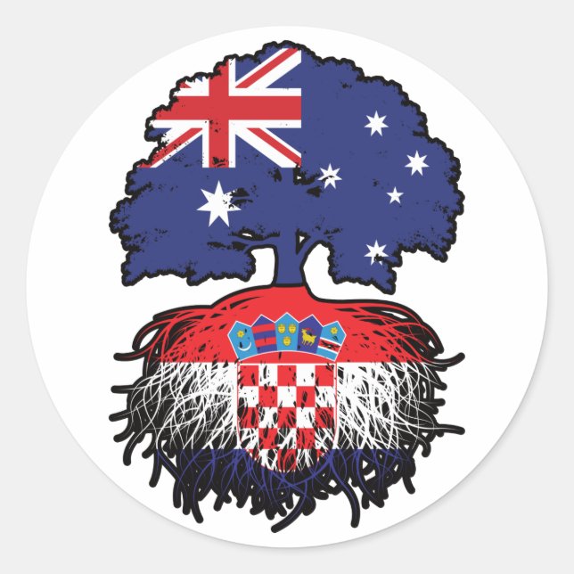 Sticker Rond Croatie Australien Croate Racines d'arbre (Devant)
