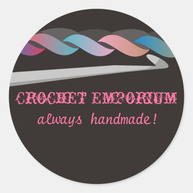 Sticker Rond crochet artisanat jouets de mode emballage cadeau  (Devant)