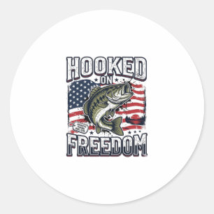 Sticker Rond Crochet de pêche patriotique accroché à la liberté