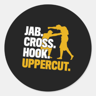 Sticker Rond Crochet Jab Uppercut Boxe Kickboxing Cadeau