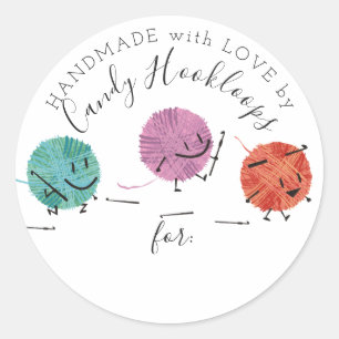 Sticker Rond Crochets crochet en fil mou faits main avec autoco