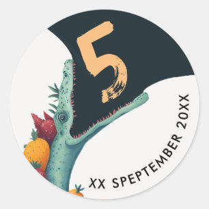 Sticker Rond Crocodile Aligator Anniversaire Tropical Sauvage