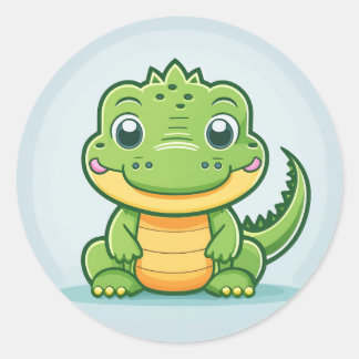 Sticker Rond Crocodile animal mignon