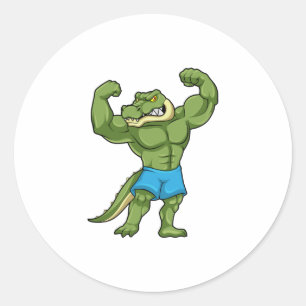 Sticker Rond Crocodile comme Bodybuilder extrême