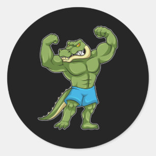 Sticker Rond Crocodile comme Bodybuilder extrême