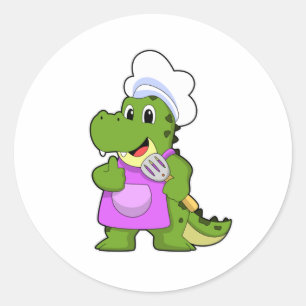Sticker Rond Crocodile comme faire cuire avec de la spatule