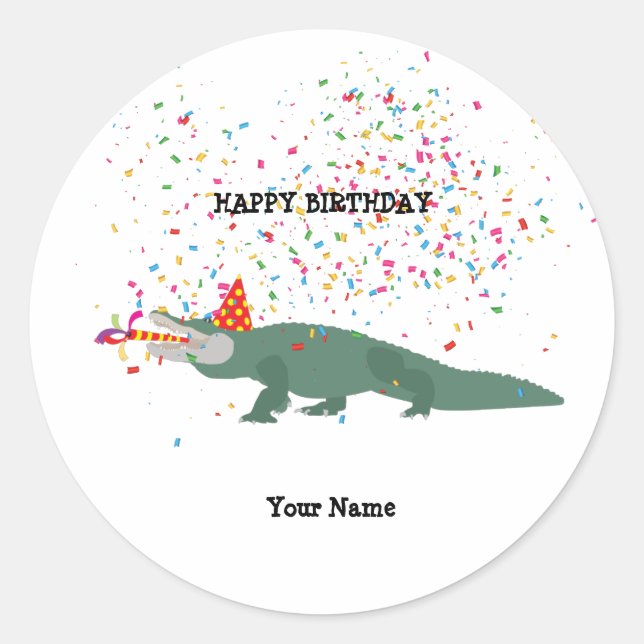 Sticker Rond Crocodile d'alligator - Animaux ayant une fête (Devant)