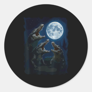 Sticker Rond Crocodile hurle à la lune faune crocodiles 