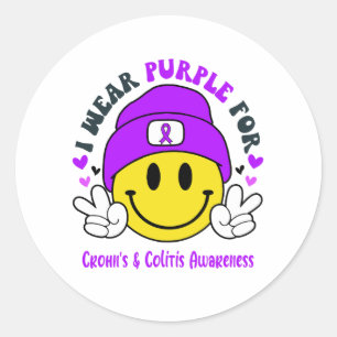 Sticker Rond Crohn's & Colitis Awareness Ribbon Support Cadeaux