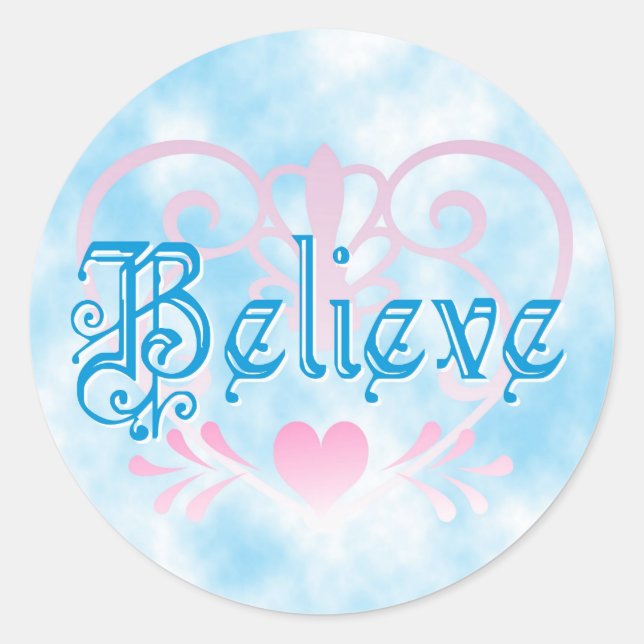 Sticker Rond Croire avec/ Coeurs (Devant)