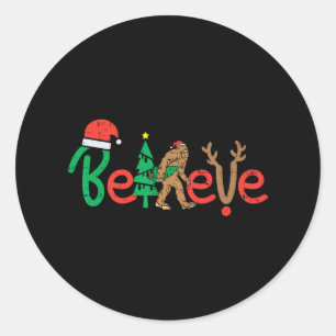 Sticker Rond croire bigfoot sasquatch père Noël rennes noël